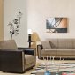 Tan Fabric & Dark Vinyl Two-Tone Modern Sofa Bed w/Options