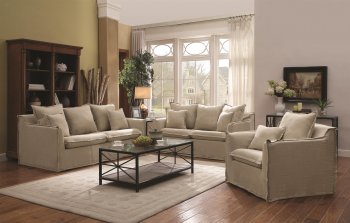 Cooney 505801 Sofa in Beige Fabric by Coaster w/Options [CRS-505801 Cooney]