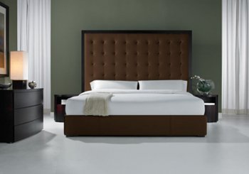 Brown Full Leather Ludlow Bed with Tufted Oversized Headboard [MLBS-LUDLOW-BRN]