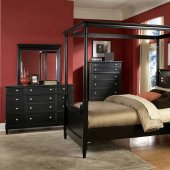 Black Finish Classic Bedroom w/Canopy Bed & Optional Items