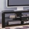 Black Glass & Metal Modern TV Stand w/Storage Shelves