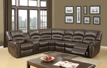 U98780 Motion Sectional Sofa in Brown PU by Global [GFSS-U98780]