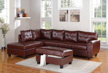 G900B Sectional Sofa w/Ottoman in Brown Leatherette by Glory [GYSS-G900B Brown]