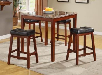 Cherry Finish 5Pc Counter Height Dining Set w/Faux Marble Top [HEDS-3273-M]