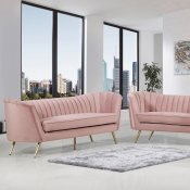 Margo Sofa 622 in Pink Velvet Fabric by Meridian w/Options