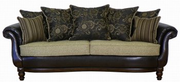 Two-Tone Vinyl & Fabric Classic Sofa & Loveseat Set w/Options [PMS-1100-PromessaChocolate]