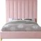 Via Upholstered Bed in Pink Velvet Fabric by Meridian