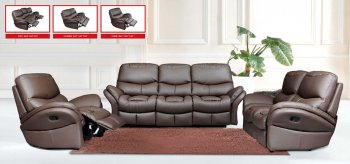 Chocolate Brown Leatherette Modern Living Room with Recliners [EFS-8552]