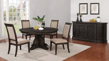 Whitney Round Dining Table 121280 in Burnished Black by Coaster [CRDT-121280-Whitney]