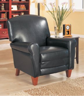 Black Durable Leather Like Vinyl Modern Deluxe Club Chair