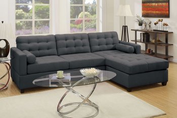 F7587 Reversible Sectional Sofa in Slate Black Fabric by Poundex [PXSS-F7587 Slate Black]