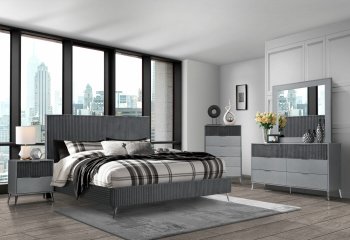 Enzo Bedroom Set 5Pc in Dark Gray by Global w/Options [GFBS-Enzo Dark Gray]