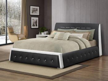 B178 Upholstered Bed in Black & White [EGB-B178]