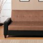 Light Oak Brown Microfiber Sofa Bed w/Black Faux Leather Base