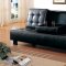 Black Vinyl Leather Modern Sofa Bed Convertible w/Table Top