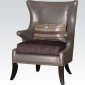 96206 Fawn Accent Chair in Grey Leatherette by Acme w/Pillow