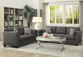 Laurissa Sofa & Loveseat Set 52405 by Acme in Charcoal Linen [AMS-52405-Laurissa]