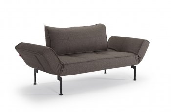 Zeal Sofa Bed in Dark Gray w/Matte Black Legs by Innovation [INSB-Zeal-Black Legs-216 Dk Gray]