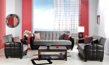 Modern Grey & Black Two-Tone Living Room w/Storage Sleeper Sofa [IKSB-MODA-Zilkade Grey]