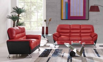 U9105 Sofa & Loveseat Set in Red & Black by Global w/Options [GFS-U9105]