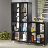 Black Finish Two Level Modern Bookshelf w/Metal Legs