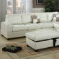 Cream Bonded Leather Modern Sectional Sofa w/Optional Ottoman