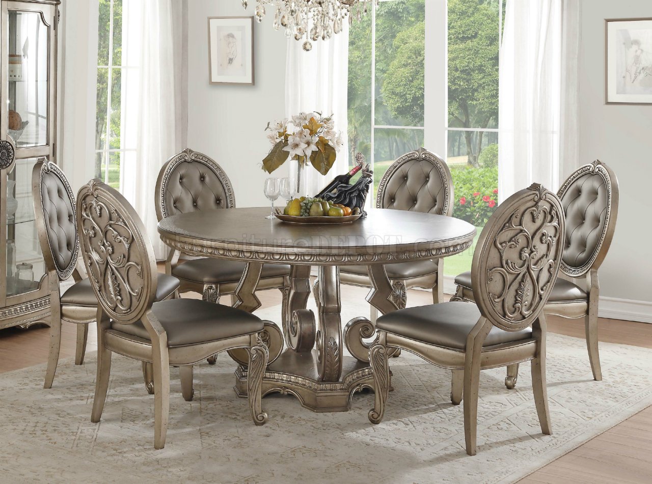 Northville Dining Table 66915 in Antique Champagne by Acme