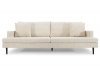 Cream Fabric Modern Sofa w/Cushions & Walnut Wood Legs