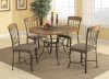 Medium Oak & Bronze Color Metal Base Classic 5Pc Dining Set