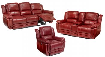 Lombardi Power Reclining Sofa & Loveseat Salsa Leather [MSS-Lombardi Salsa]