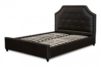 Mocca Bonded Leather Modern Tufted Bed w/Nailhead Accents [DSBS-Savannah Mocca]