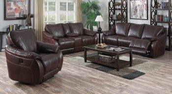 Milton Place Power Motion Sofa Set in Brown Leather Gel [MSS-Milton Place Brown]