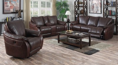 Milton Place Power Motion Sofa Set in Brown Leather Gel