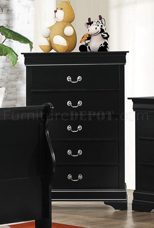 Coaster Louis Philippe Sleigh Bedroom Set in Black 203961