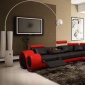 4087 Sectional Sofa in Black & Red Bonded Leather by VIG