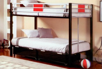 Black Metal Base Twin Over Twin Modern Bunk Bed [MAKB-4070]