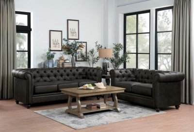 Wallstone Sofa Set 9517BRW in Brown by Homelegance