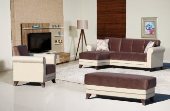 Enjoy Sectional Sofa in Brown Fabric by Casamode w/Options [CMSS-Enjoy Brown]