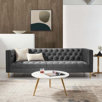 Delight Sofa in Gray Velvet Fabric by Modway [MWS-Delight Gray]