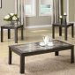 Nut Brown Finish & Faux Marble Top Modern 3Pc Coffee Table Set