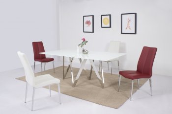 Abigail Dining Table 5Pc Set White Glass Top by Chintaly [CYDS-Abigail]