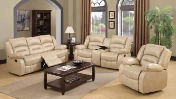 9243 Reclining Sofa in Cream Bonded Leather w/Options [EGS-9243]