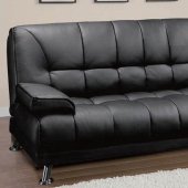 Black By-Cast Leather Modern Sofa Bed w/Chrome Legs