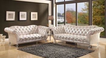 Dixie Sofa 52780 in Metallic Silver Fabric by Acme w/Option [AMS-52780-Dixie]