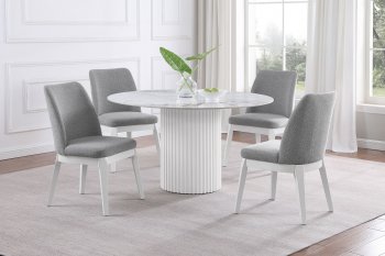 Acadia Dining Set 5Pc 105580 White by Coaster w/Gray Chairs [CRDS-110280-108306 Acadia]