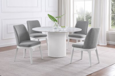 Acadia Dining Set 5Pc 105580 White by Coaster w/Gray Chairs