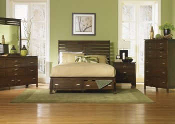 Rustic Espresso Finish Stylish Bed w/Optional Storage Footboard [LFBS-422-BR]