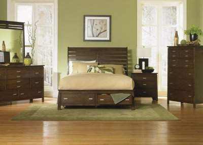 Rustic Espresso Finish Stylish Bed w/Optional Storage Footboard