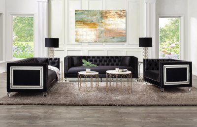 Heibero Sofa LV01403 in Black Velvet by Acme w/Options