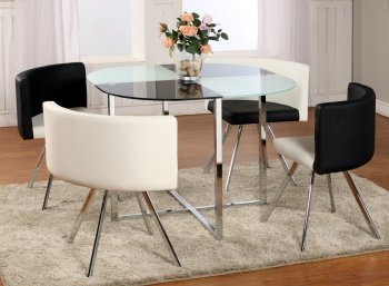 Two-Tone Checkered Glass Modern 5Pc Dining Set w/Metal Base [CYDS-Delta-Set]